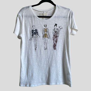 4/$25 Abercrombie Fitch Top White Embroidery Applique Semi Sheer TShirt Women XS